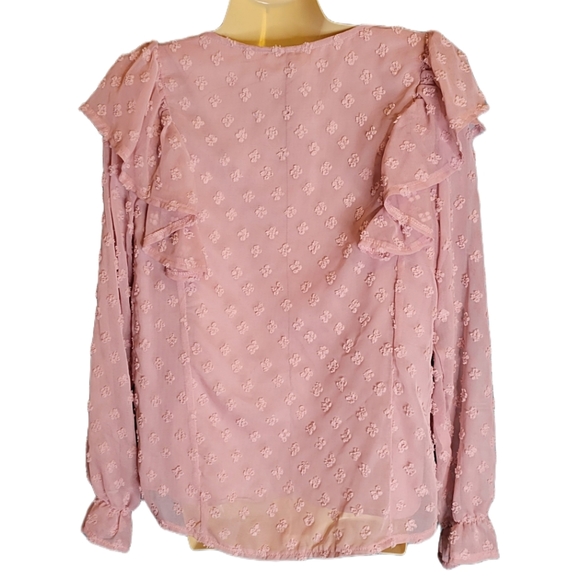 V- NECK LONG SLEEVE TOP WITH SWISS DOTS - Picture 7 of 7